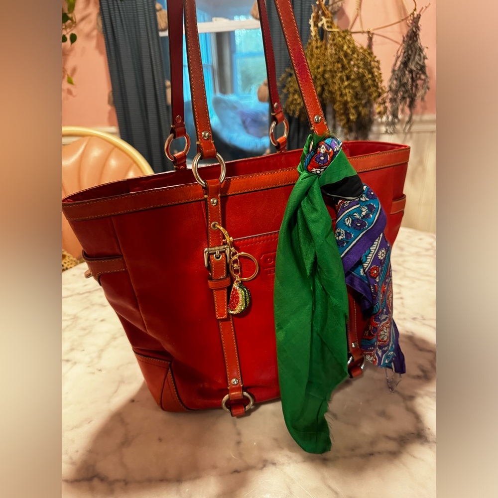 Coach Red Leather Large Gallery Tote